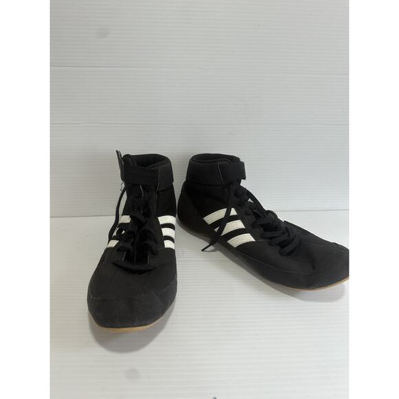 ADIDAS-MEN'S WRESTLING SHOES-BLACK/WHITE-HVC 2- SIZE 13 - Picture 1 of 7